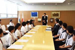 北海道松前中学校生徒会市長表敬訪問１