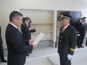 伊達市消防団消防屯所引渡式1