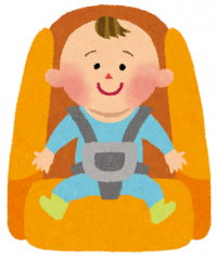 チャイルドシートを着用する赤ちゃんのイラスト