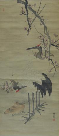 蠣崎波響「松竹梅鶴亀図」