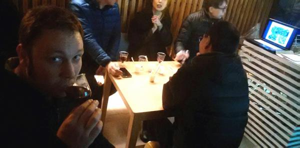 Tony Enjoying a Glass of Wine in Date Town ・ 伊達町で一杯の葡萄酒を楽しむトニー